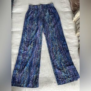 AQUA Blue & Purple High-Waist Wide Leg Pants, size L
